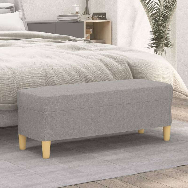 vidaXL Bench Upholstered Ottoman Bench with Padded Seat for Bedroom Fabric - 39.4" x 13.8" x 16.1" - Light gray