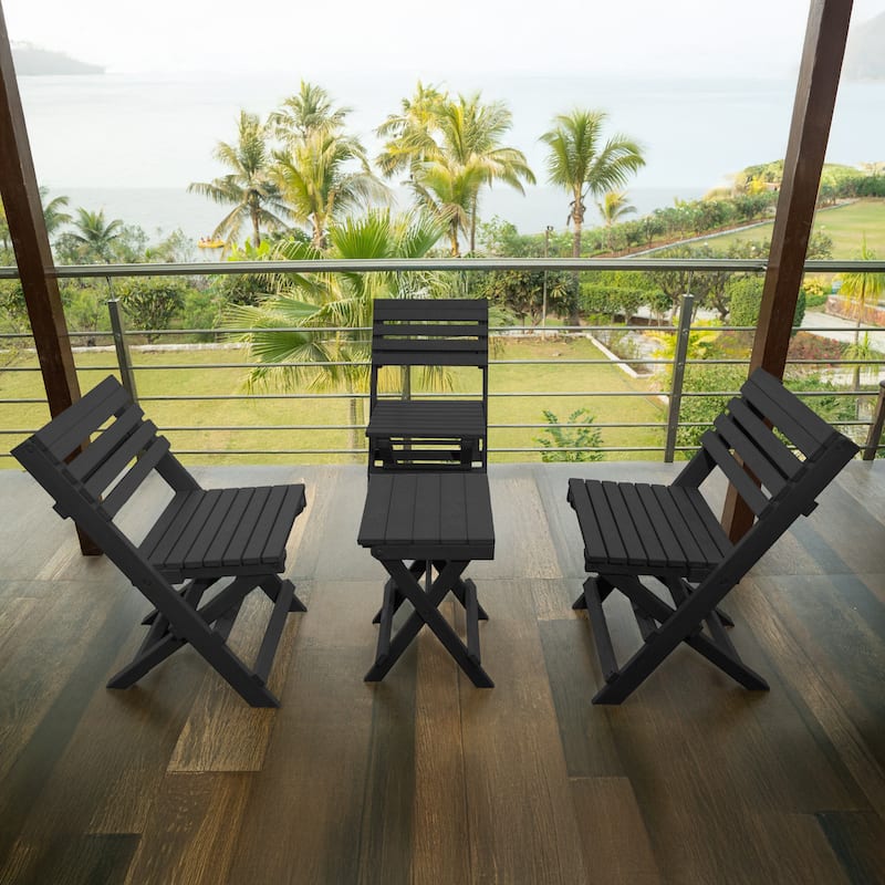Las Cabos Fully Assembled All-Weather Recycled HDPE Outdoor Folding Bistro Chair