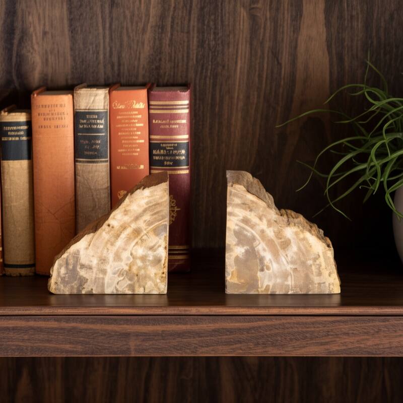 Modern Natural Wood Grain Book Ends -6", Brown - 6" x 2" x 6"