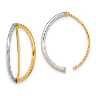 Curata 14k Rhodium Guardian Angel Threader Earrings - 25.5x23mm