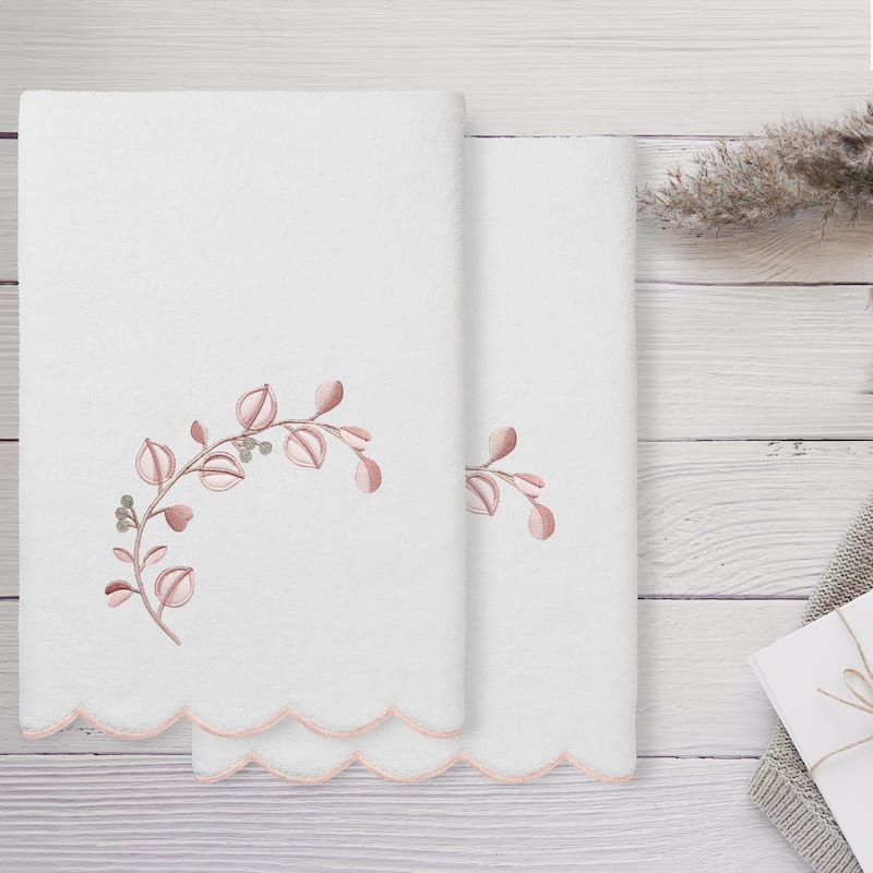 Authentic Hotel and Spa 100% Turkish Cotton WILD BRANCH Scallop Embellished Towel Collection