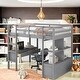 preview thumbnail 16 of 23, Multifunctional Design Loft Bed with The Loft Bed with Drawers, Cabinets, Shelves, and Desk Grey