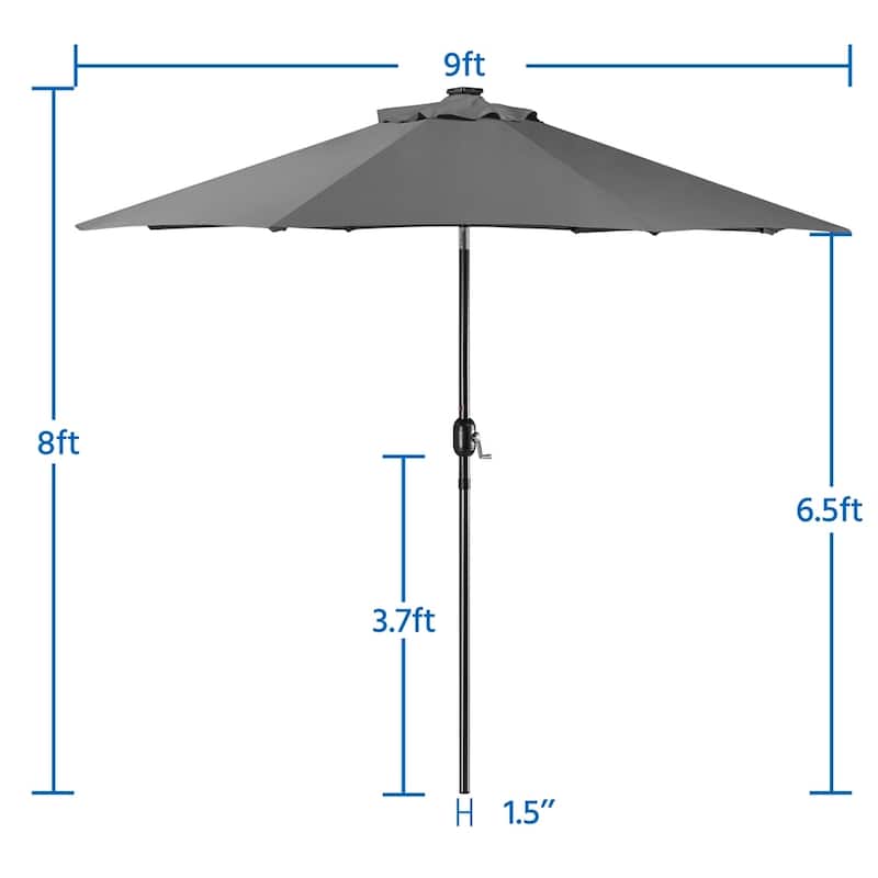Yaheetech 9FT Patio Umbrella with 32 LED Lights Market Umbrella with 8 Ribs