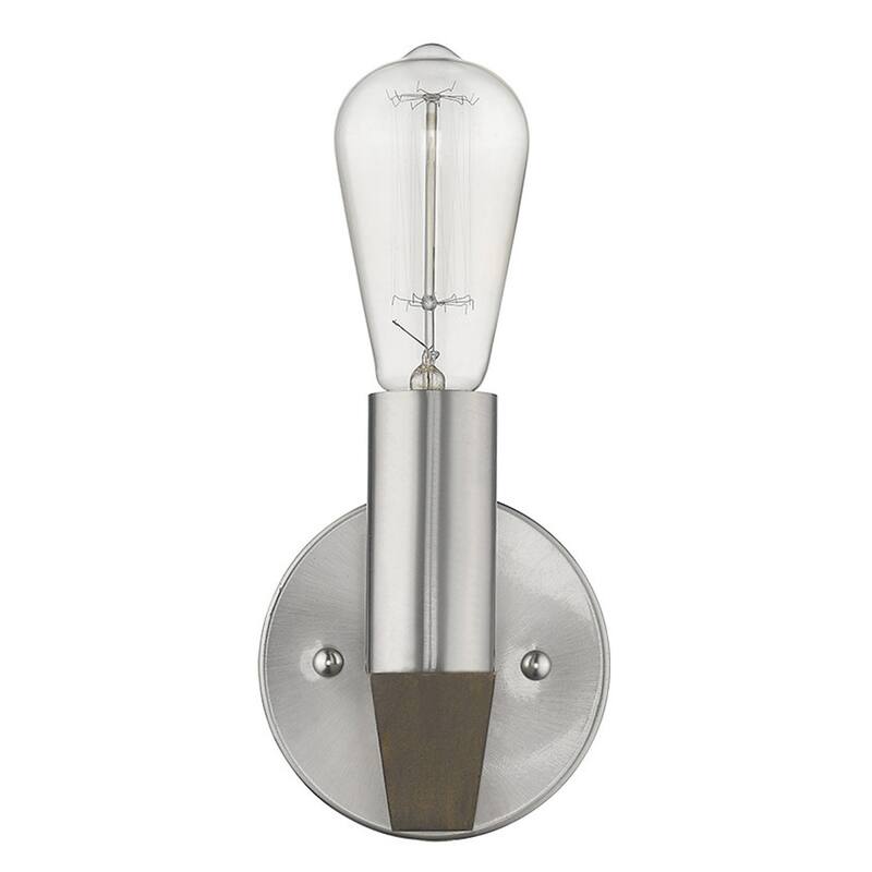 Modern Wall Sconce with Silver Metal and Wood Accent LED Compatible 60W Max for Bedroom or Living Room