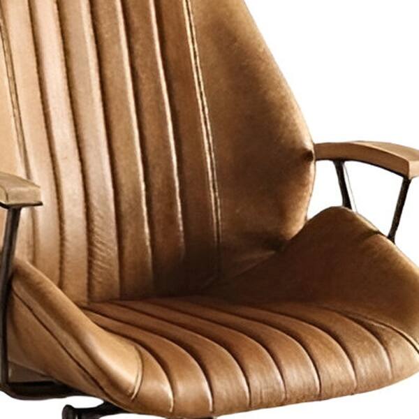 Coffee and Black Adjustable Swivel Faux Leather Rolling Task Chair Coffee and Black Adjustable Swivel Faux Leather Rolling Task Chair