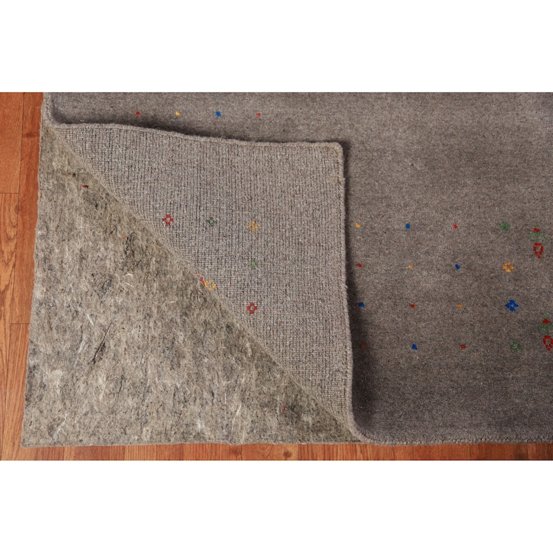 Tribal Gabbeh Indian Area Rug Hand-Knotted Oriental Wool Carpet - 8'1" x 9'10"