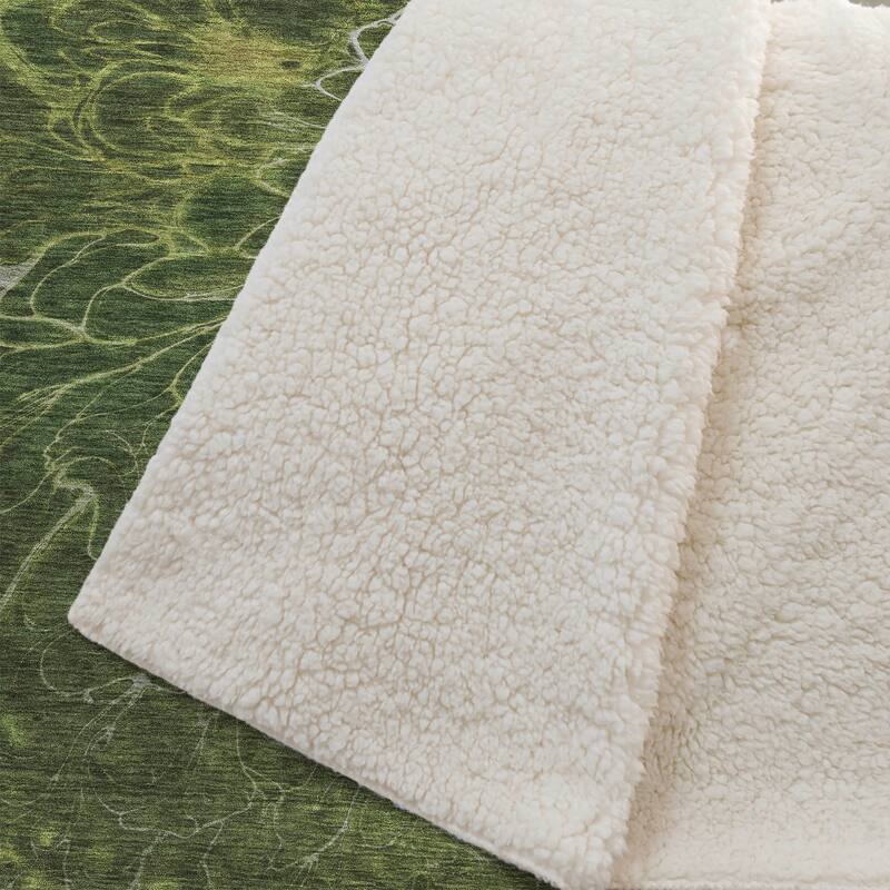Premium Machine Washable Modern Floral Sherpa Throw Blanket