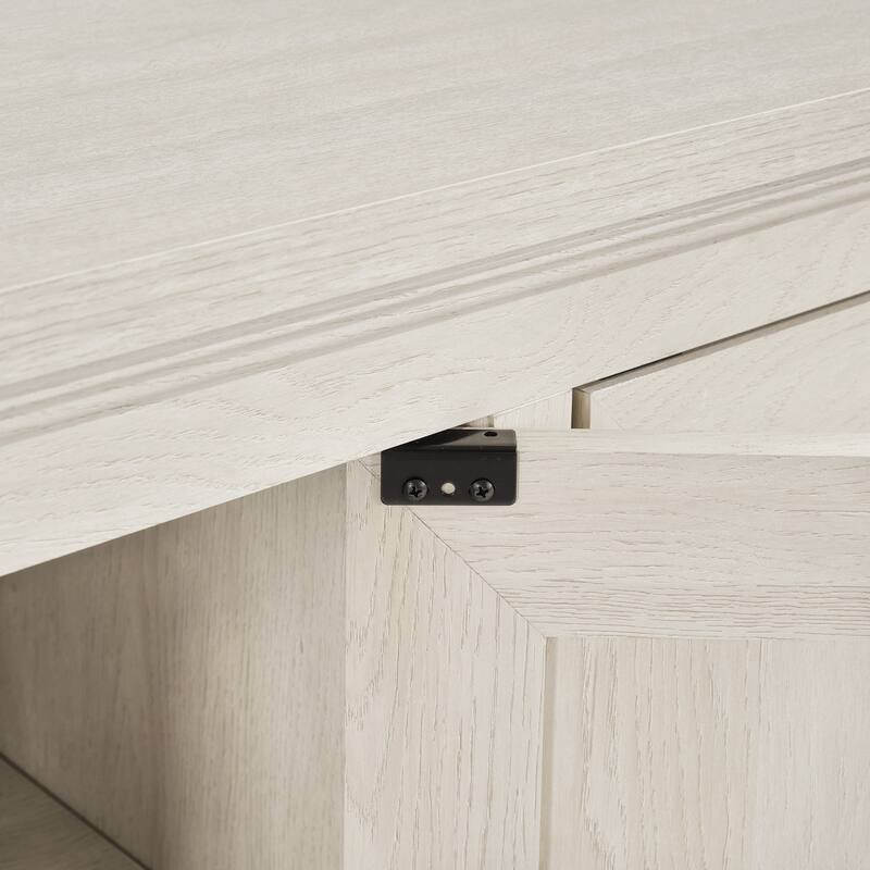 72" Sideboard Cabinet with 4 Doors, Minimalist TV Stand with 2 Compartments for Living Room, Dark Walnut