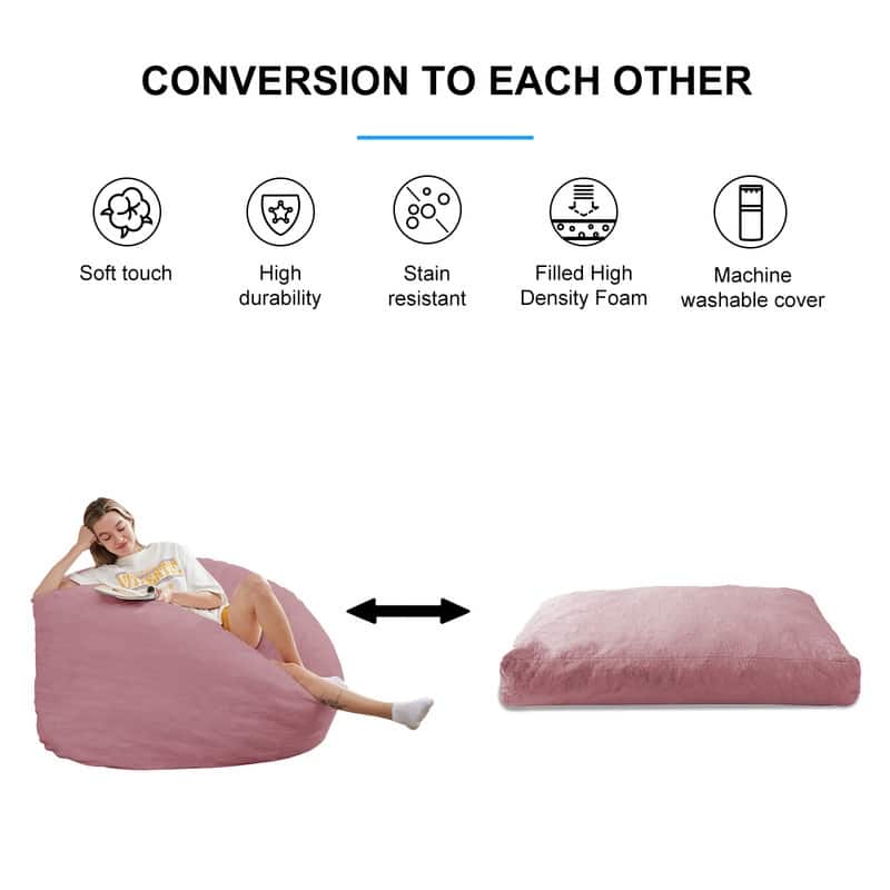 Mixoy Faux Plush Lazy Bean Bag Chairs,Oversized Fluffy Accent Chair,Fuzzy Sofa