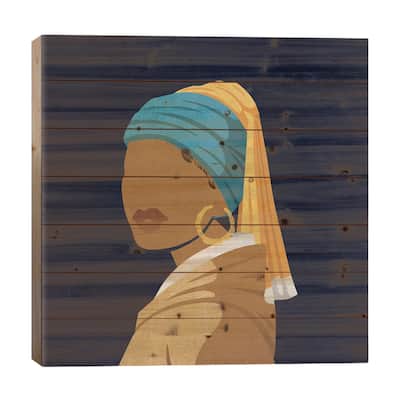 Girl With A Bamboo Earring Print On Wood by Domonique Brown - Multi-Color