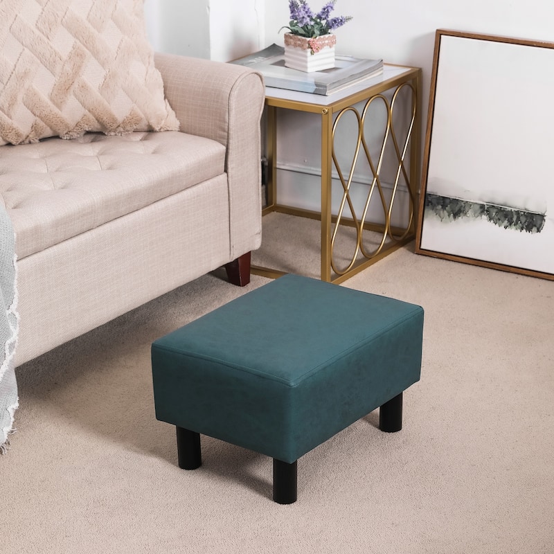 Adeco Footstool Ottoman Faux Leather Foot Rest Stool