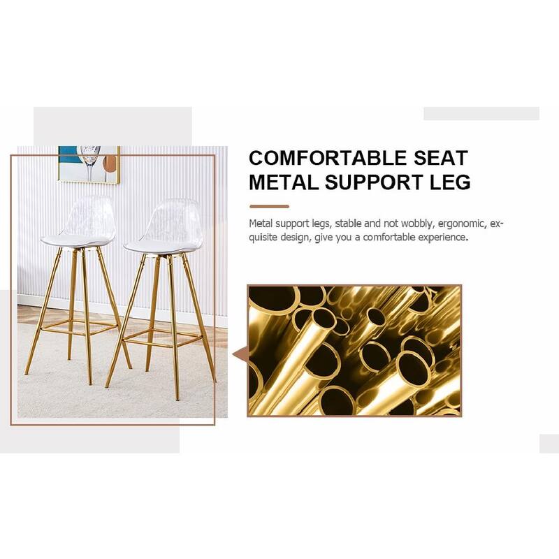 Comfortable Small-Sized Bar Chairs with Metal Legs - Modern Upholstered Style