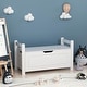 preview thumbnail 8 of 18, Kids Toy Box Chest,White Rubber Wood Toy Box for Boys Girls, Large Storage Cabinet with Flip-Top Lid/Safety Hinge
