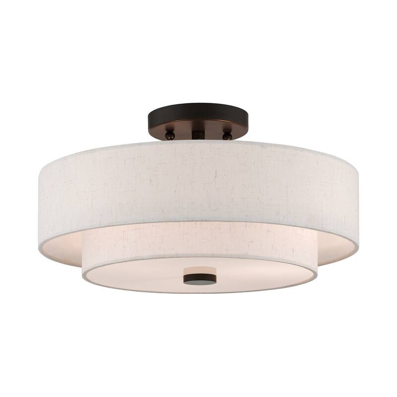 Livex Lighting Claremont 3 Light 15" Wide Semi-Flush Drum Ceiling - English Bronze