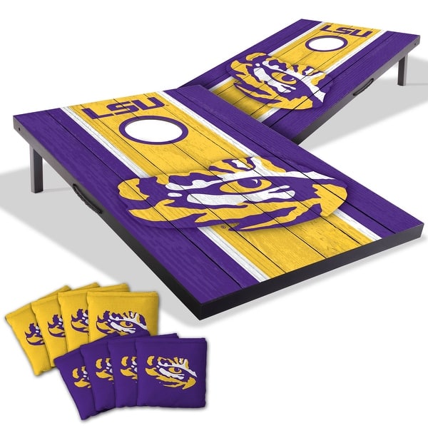 slide 2 of 7, LSU Tigers NCAA Compact 2x3 Tailgate Cornhole Board Set Include Carrying Case