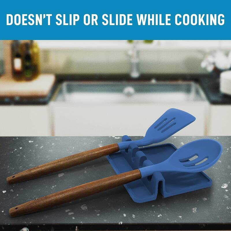 Zulay Kitchen Silicone Utensil Rest with Drip Pad