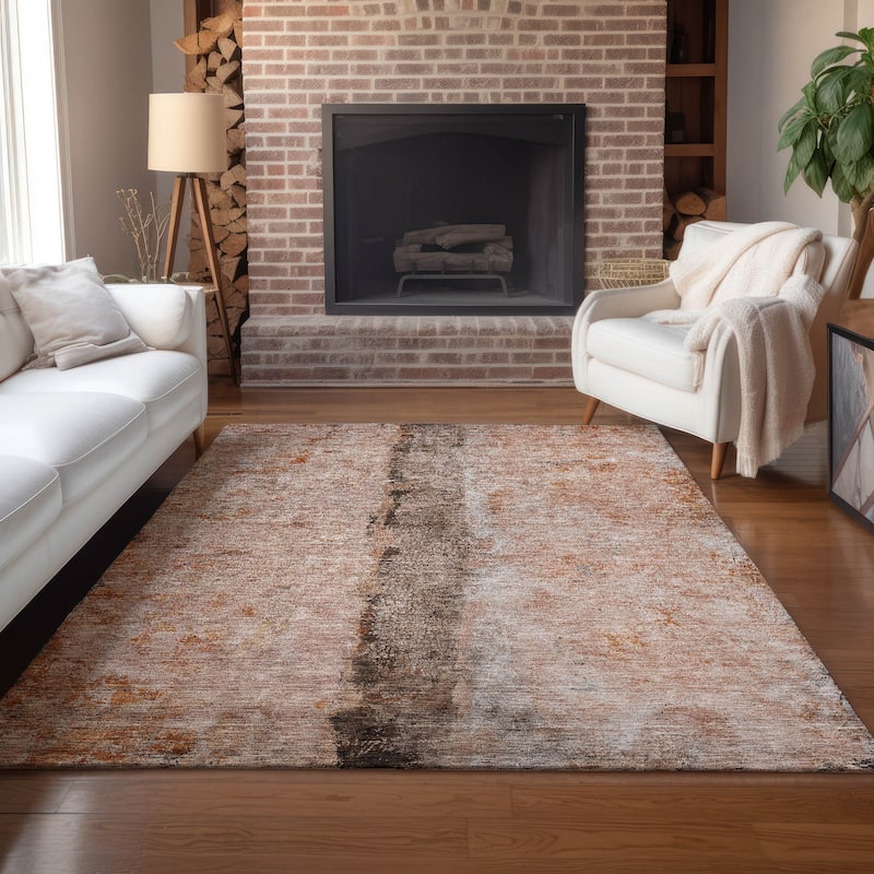 Machine Washable Indoor/ Outdoor Chantille Modern Contemporary Rug - Paprika - 2'6" x 3'10"