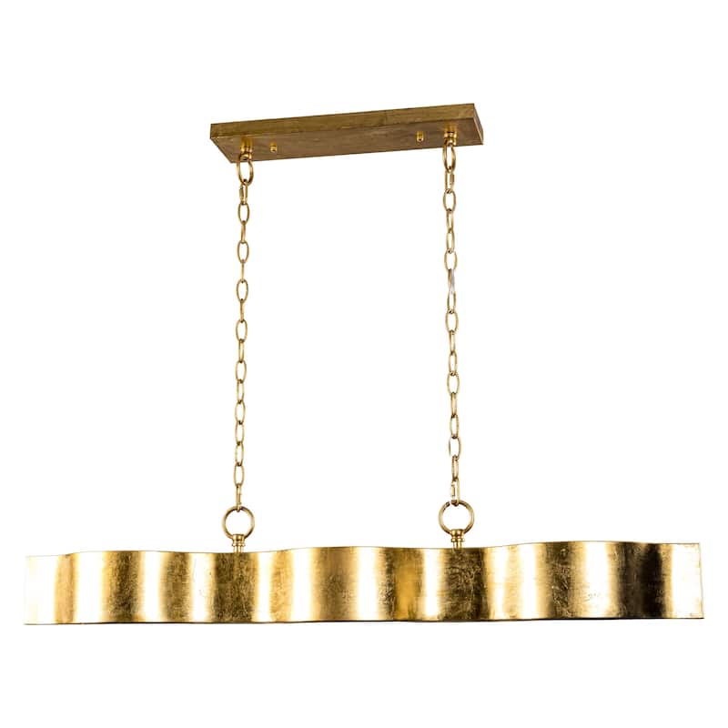 5-Light Antique Gold Wavy Dimmable Kitchen Island Chandelier Hanging Pendant