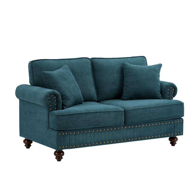 61" Lake Green Chenille Sofa for Living Room, Bedroom, Apartment and Office