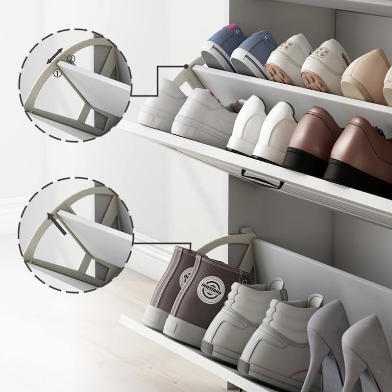 MDF Shoe Storage Cabinet with 3 Doors 2 Drawers