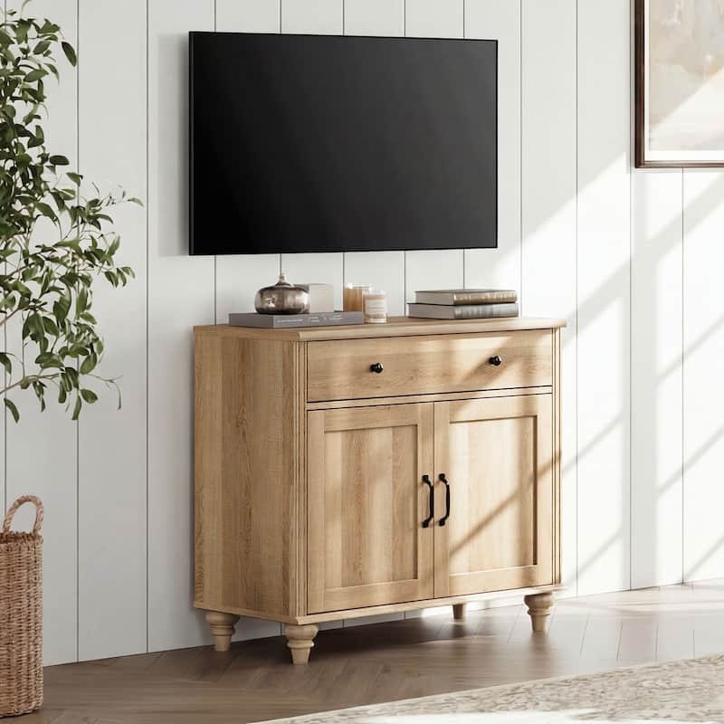 Farmhouse TV Stand for 75 inch TV, TV Console with Storage