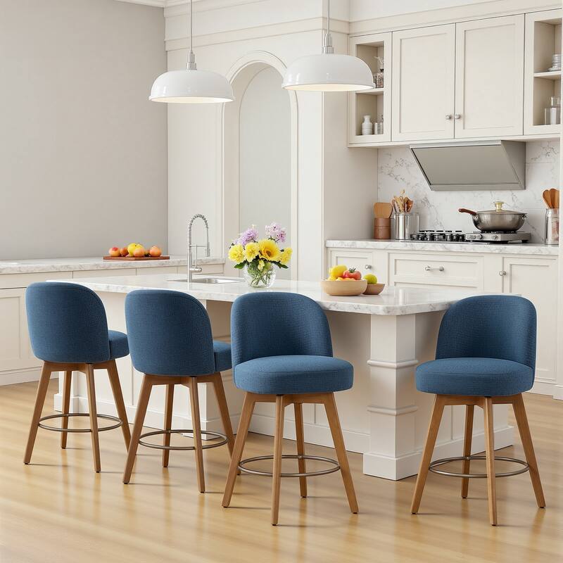 26" Upholstered Swivel Counter Stool With Solid Wood Frame - 37.8"H x 19.7"W x 23.2"D