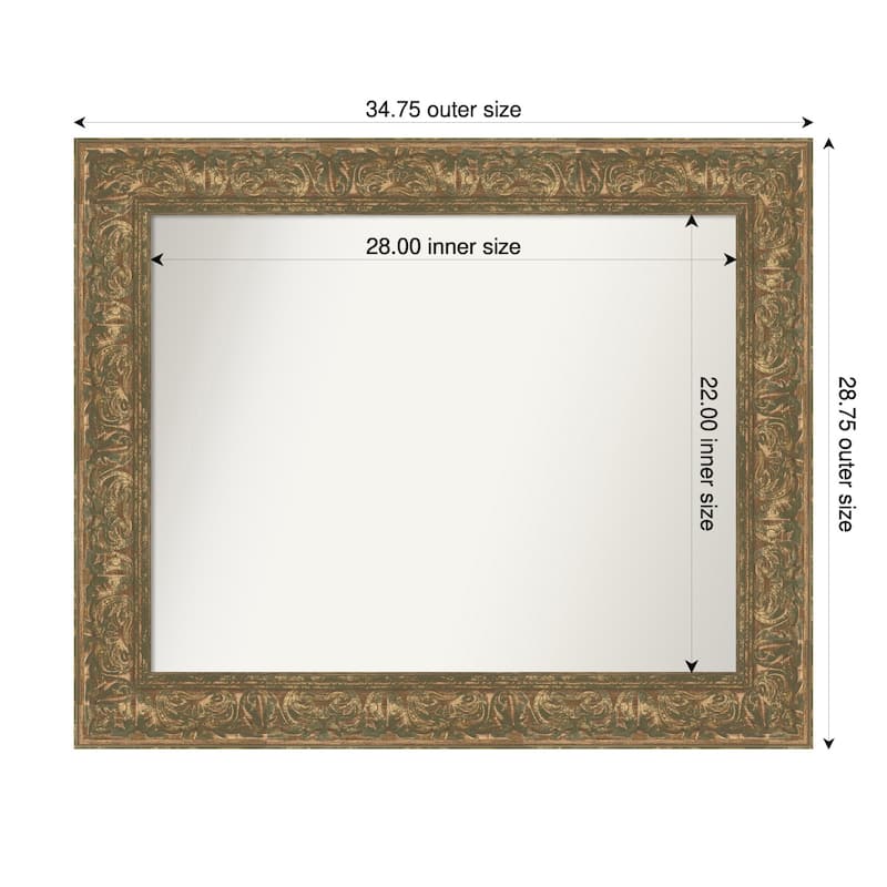 Luxe Non-Beveled Framed Wall Mirror - 35 x 29 in - Luxe Bronze Gold