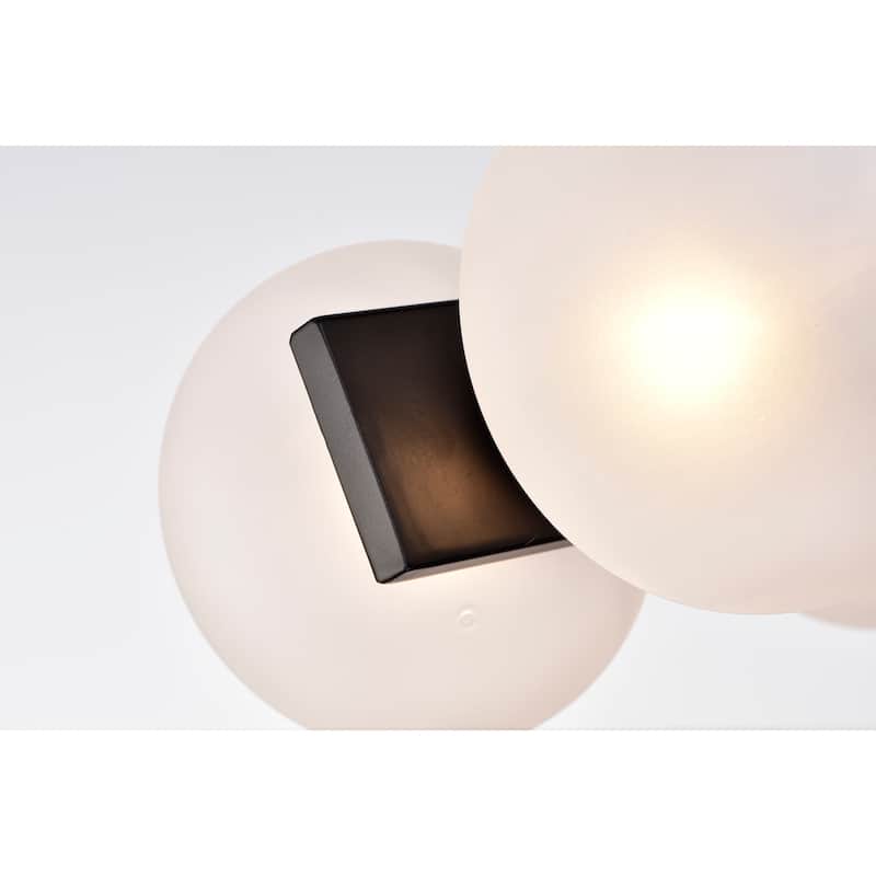 Carly Matte Black 6-Light Frosted Glass Globe Semi-Flush Mount