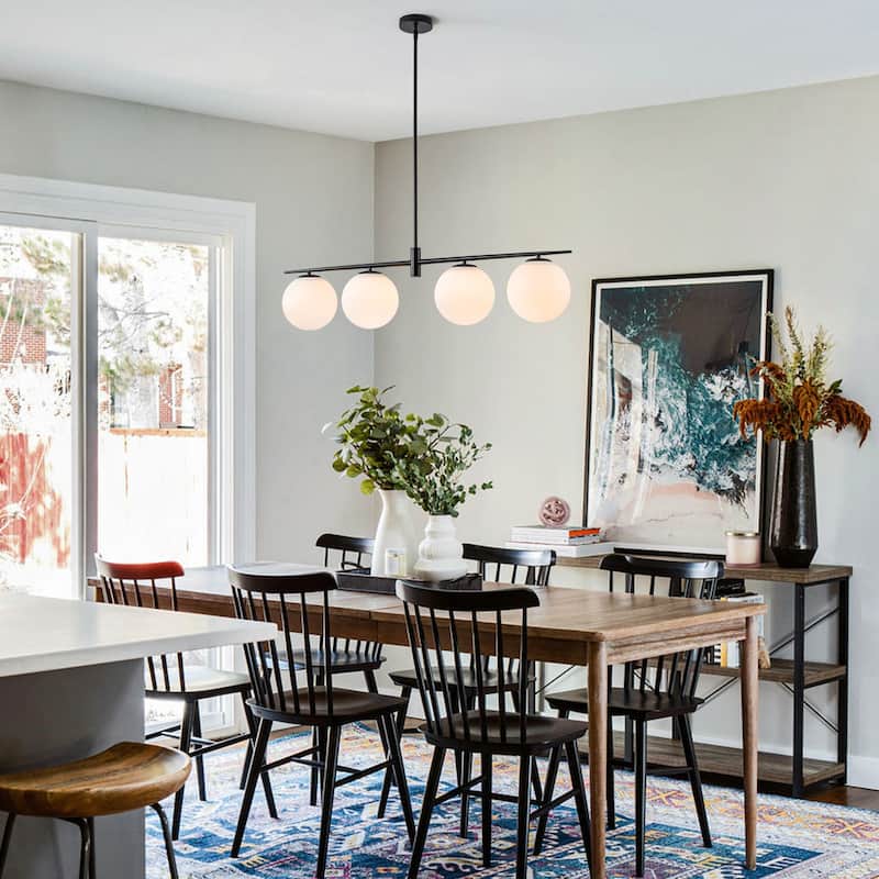 4 - Lights Modern Linear Globe Chandelier Kitchen Island Pendant Light