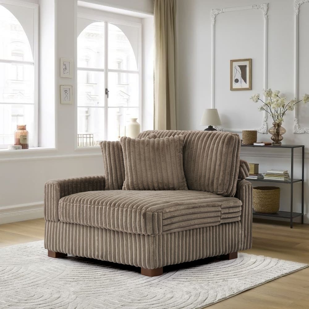 Plush Corduroy Chaise Armchair Modular Lounge Sectional Corner Sofa
