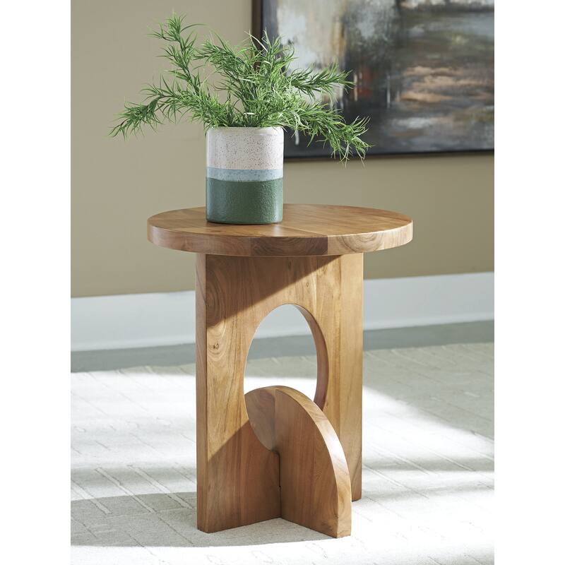 Signature Design by Ashley Hollbourne Brown Accent Table - 19.75" W x 19.75" D x 23.38" H