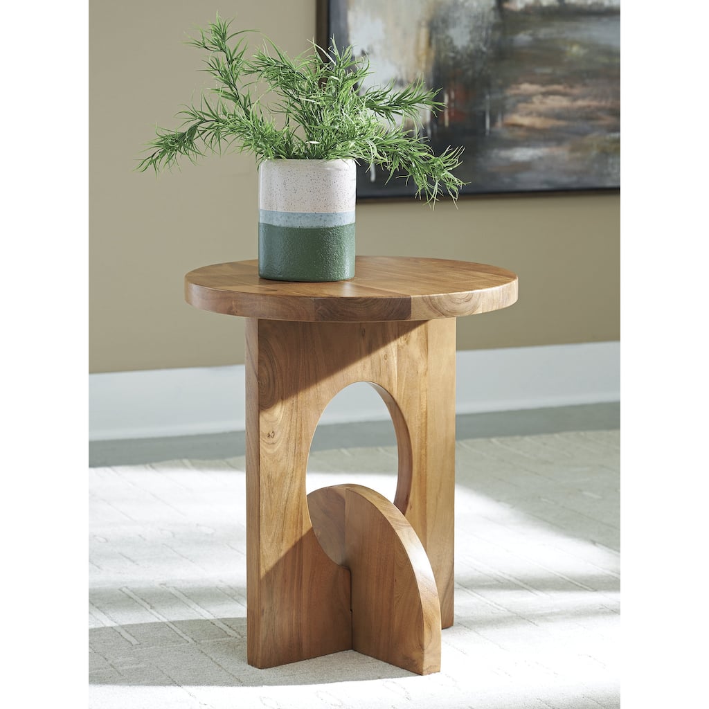 Signature Design by Ashley Hollbourne Brown Accent Table - 19.75" W x 19.75" D x 23.38" H