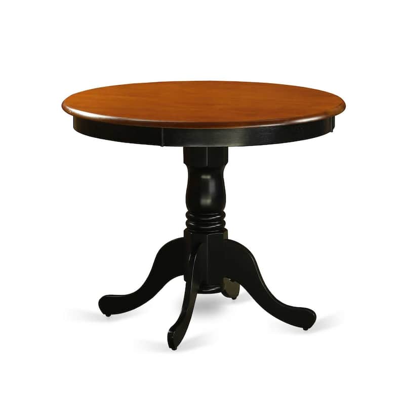 5-Piece Round Black Finish Solid Wood Top Dining table with 4-Chairs with