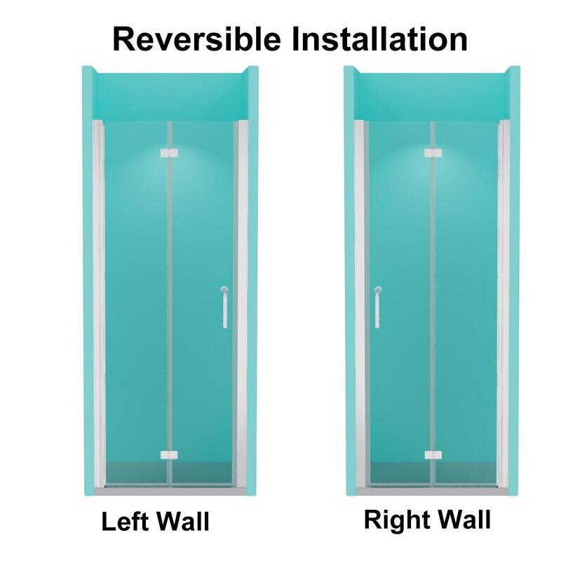 Bifold Semi-Frameless Shower Door with Clear Glass