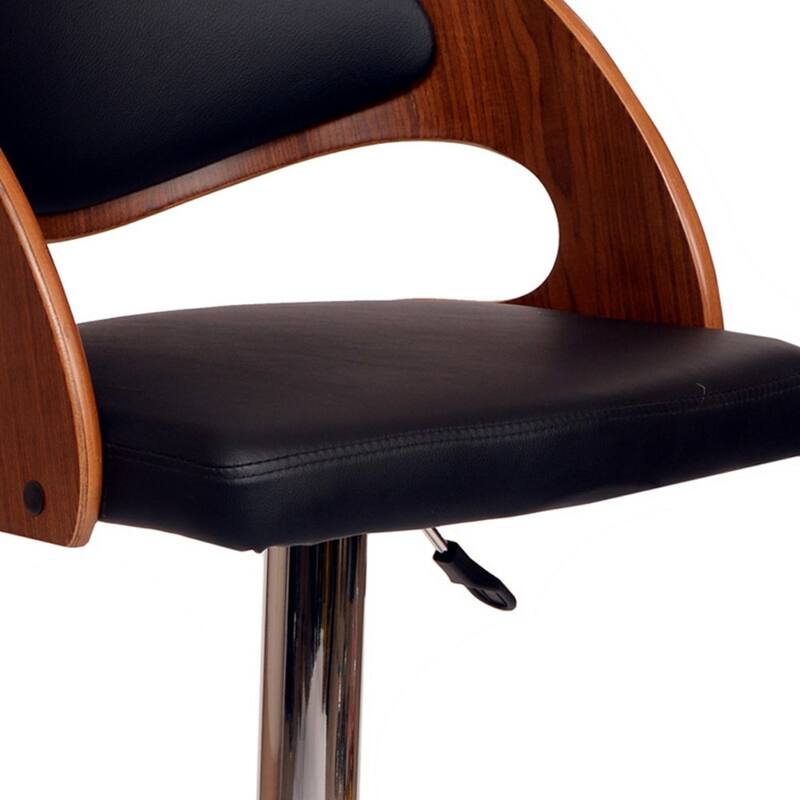 Contemporary Swivel Faux Leather Seat Bar Chair with Low Back and Adjustable Height Silver Chrome Base - 43”H x 19”W x 21”D