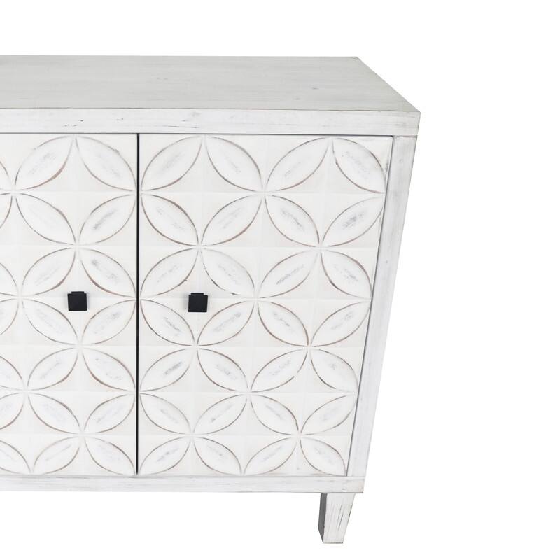 White Wash Storage Cabient with Doors and Shelves,Sideboard Cabinet with Adjustable Shelves