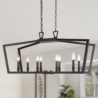 Image showcasing Tarake Modern Farmhouse Island Chandelier 8-light/ 1-light Black Candle ...