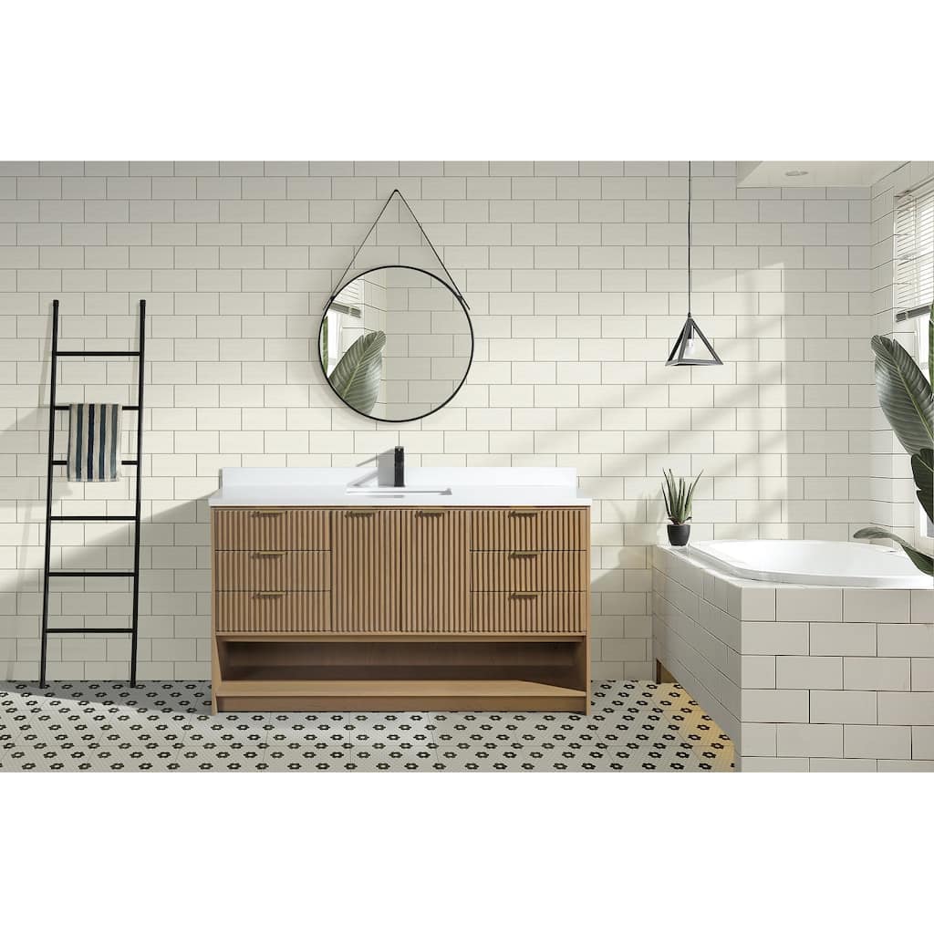 Ari Bath San Diego 60" Freestanding Bathroom Vanity Oak