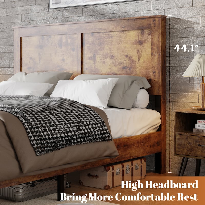 Twin Bed Frame, Wooden Platform Bed Frame, No Need For Box Springs, Large Storage Space Under The Bed