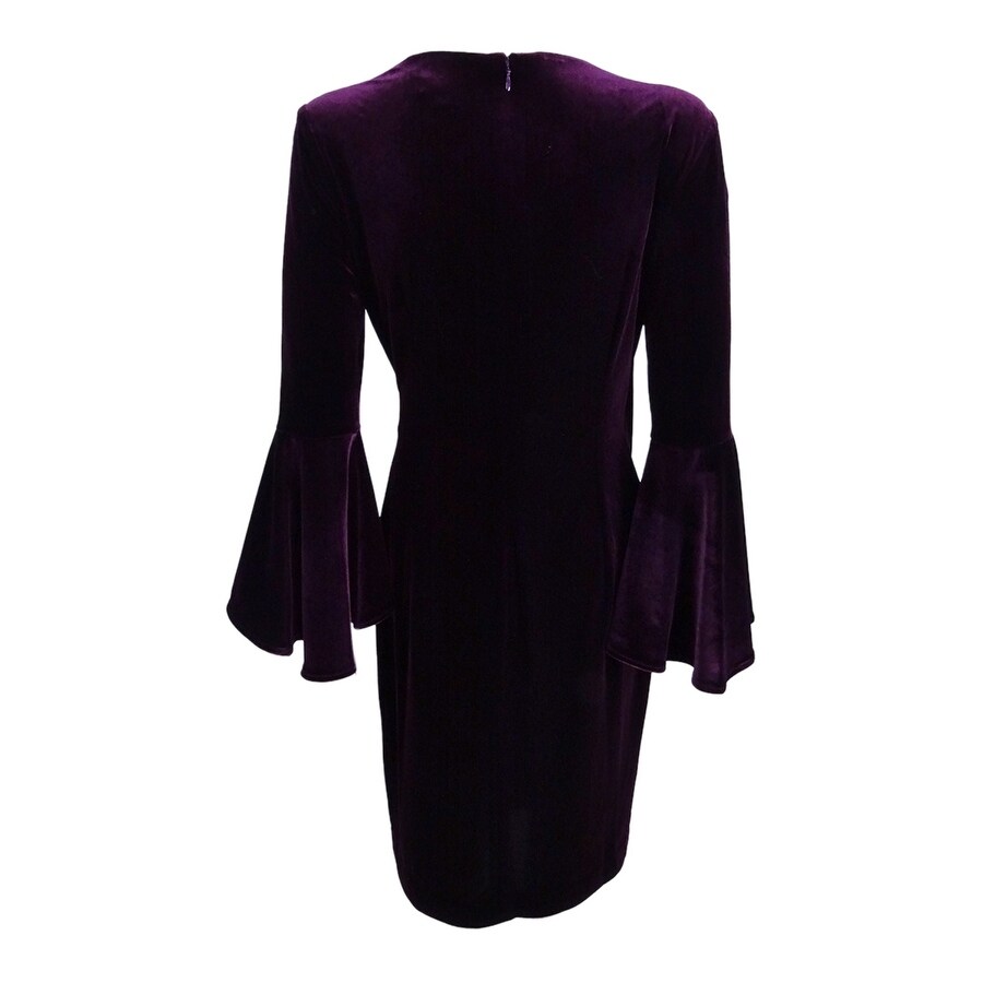 calvin klein velvet bell sleeve dress