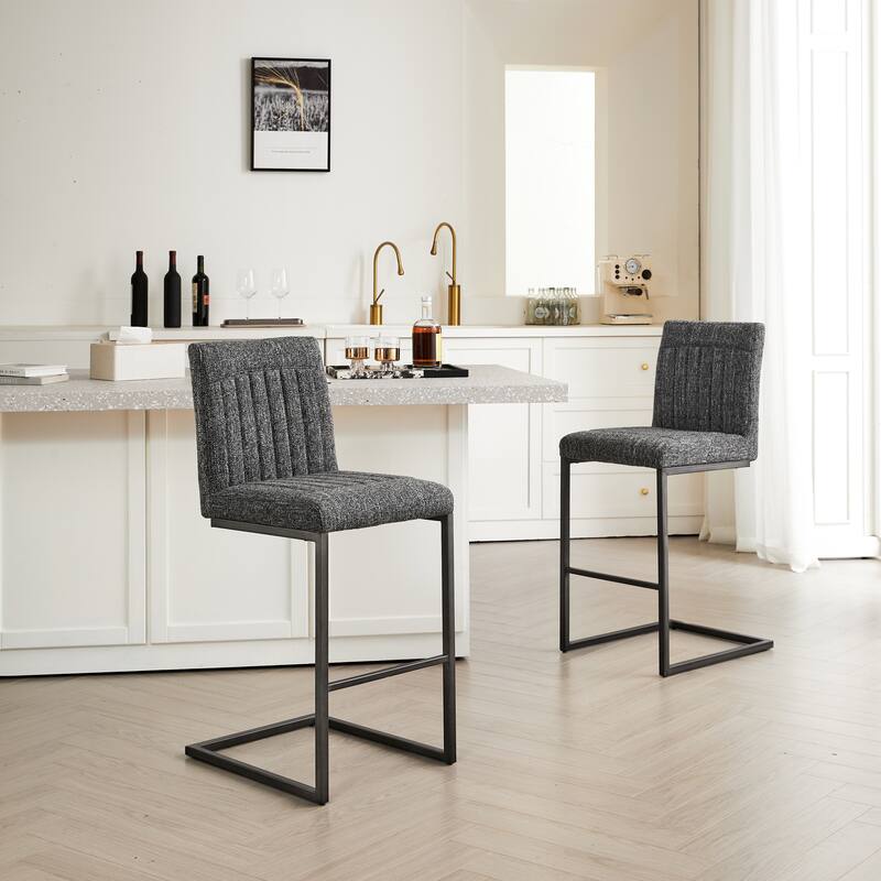 2 Sets Bar Stool - Fabric Chair with Sturdy Metal Frame, Stylish & Comfortable Seating for Kitchen Island, Living Room