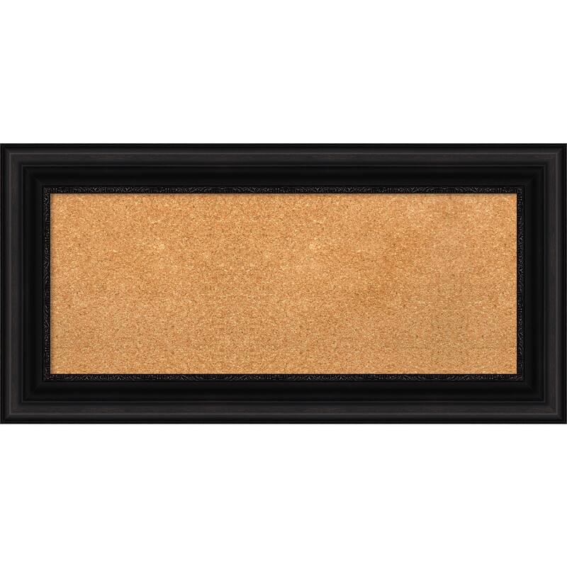 Parlor Framed Cork Bulletin Memo Board - 36-Inch x 18-Inch - Parlor Black