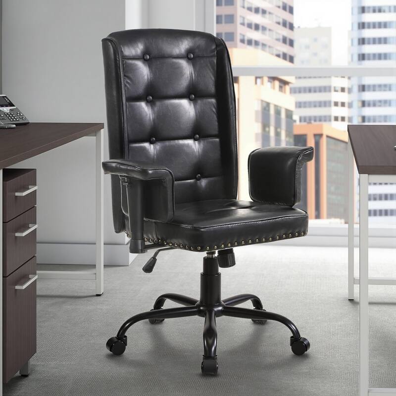Javlergo Adjustable Home Office Desk Chair Desk Chair Executive Office Chair Computer Chair Ergonomic Mid Back with 360° Swivel - Black