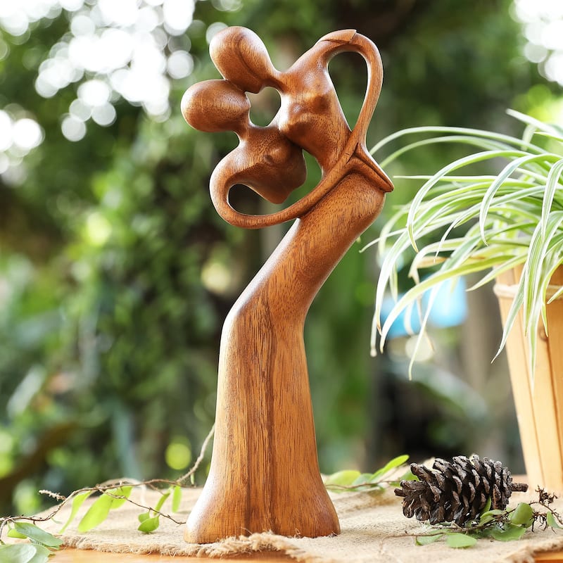 Novica Handmade One Heart And Love Wood Sculpture