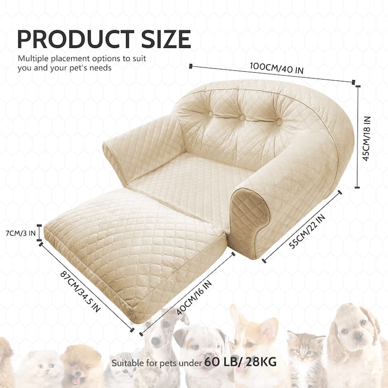 WOWMAX Foldable Dog Sofa Bed, Orthopedic Dog Couch Sofa, Comfy Pet Bed
