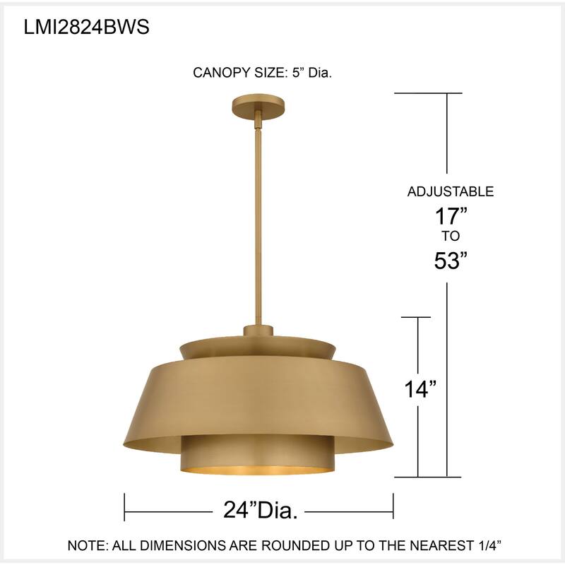 Lumi 3-Light Brushed Weathered Brass Pendant