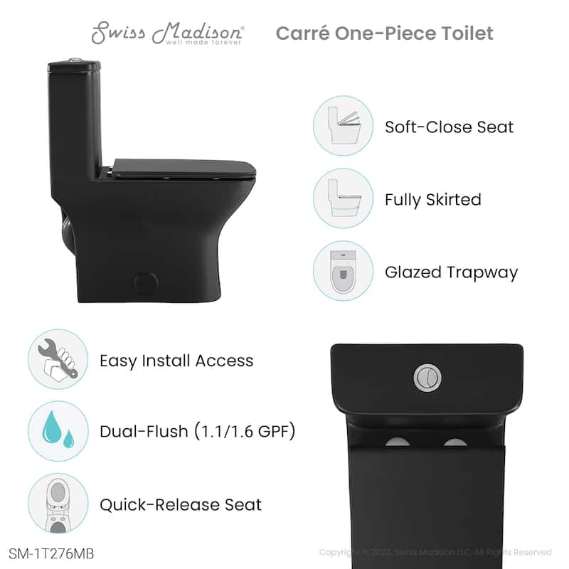 Carré One-Piece Square Toilet Dual-Flush 1.1/1.6 gpf with 10" Rough-In
