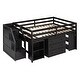 preview thumbnail 5 of 7, Espresso Solid Wood Loft Bed with Retractable Desk, Storage Stairs, Storage Drawers, and Shelves