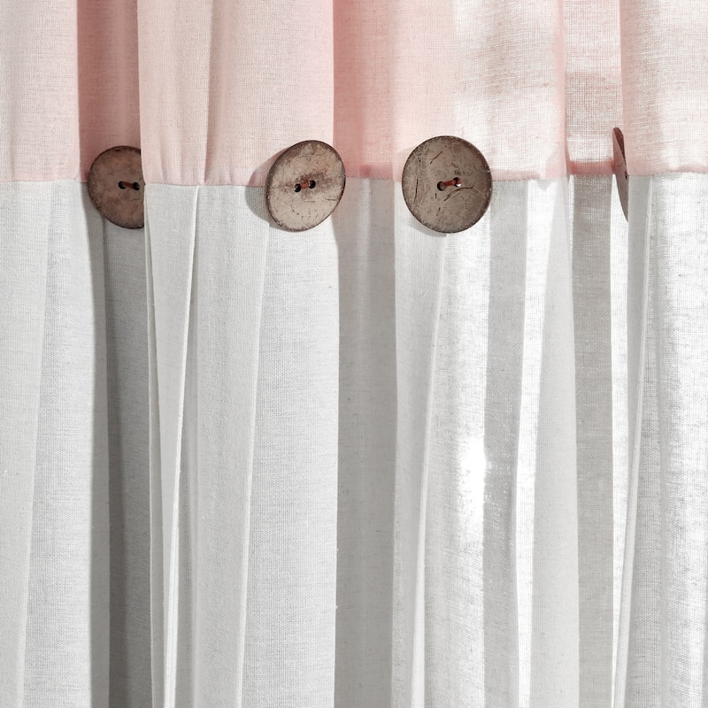 Lush Decor Linen Button Single Panel Window Curtain - 63"L x 40"W - Blush/Off-White