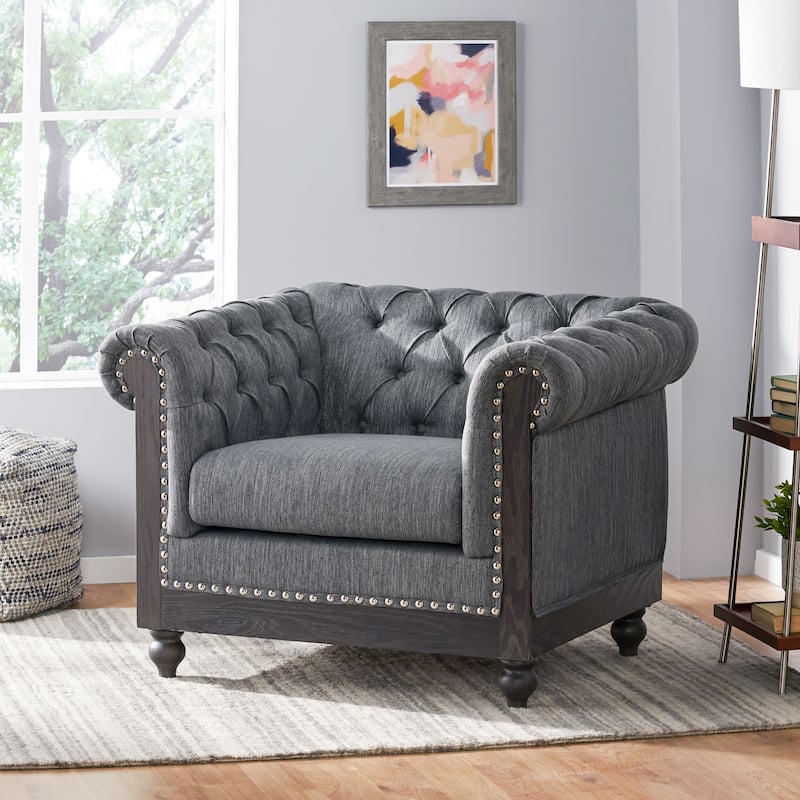 Castalia Chesterfield Tufted Club Chair by Christopher Knight Home - 39.00" L x 33.50" W x 28.00" H
